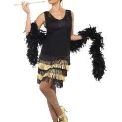 Schmink Specialist -Schmink Specialist 1920s fringed flapper charleston kostuum zwart 1