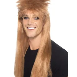 80's Rocker Pruik Bruin