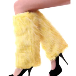 Beenwarmers Pluche Strepen Fluor Geel