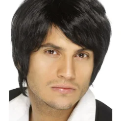 Boy Band Pruik Zwart