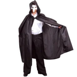 Cape Satijn Luxe Met Capuchon Zwart