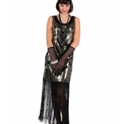 Charleston Jurk Myrtle, Goud-Zwart