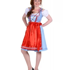Dirndl Jurk ''Lisa'', Blauw-Rood -Schmink Specialist dirndl jurk lisa blauw rood 2