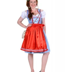 Dirndl Jurk ''Lisa'', Blauw-Rood -Schmink Specialist dirndl jurk lisa blauw rood 3