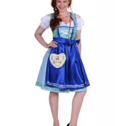 Dirndl Jurk ''Lisa'', Groen-Blauw -Schmink Specialist dirndl jurk lisa groen blauw 3