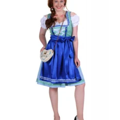 Dirndl Jurk ''Lisa'', Groen-Blauw -Schmink Specialist dirndl jurk lisa groen blauw 4
