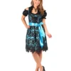 Dirndl Jurk ''Viktoria'', Zwart-Turquoise
