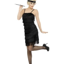 Fringe Flapper Charleston Kostuum, Zwart