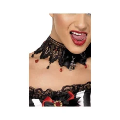 Gothic Halsketting Afgezet Met Kant, Zwart