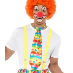 Grote Clown Stropdas,met Neon Strepen En Stippen.