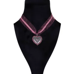 Halsketting Hart Met Strassrand, Roze