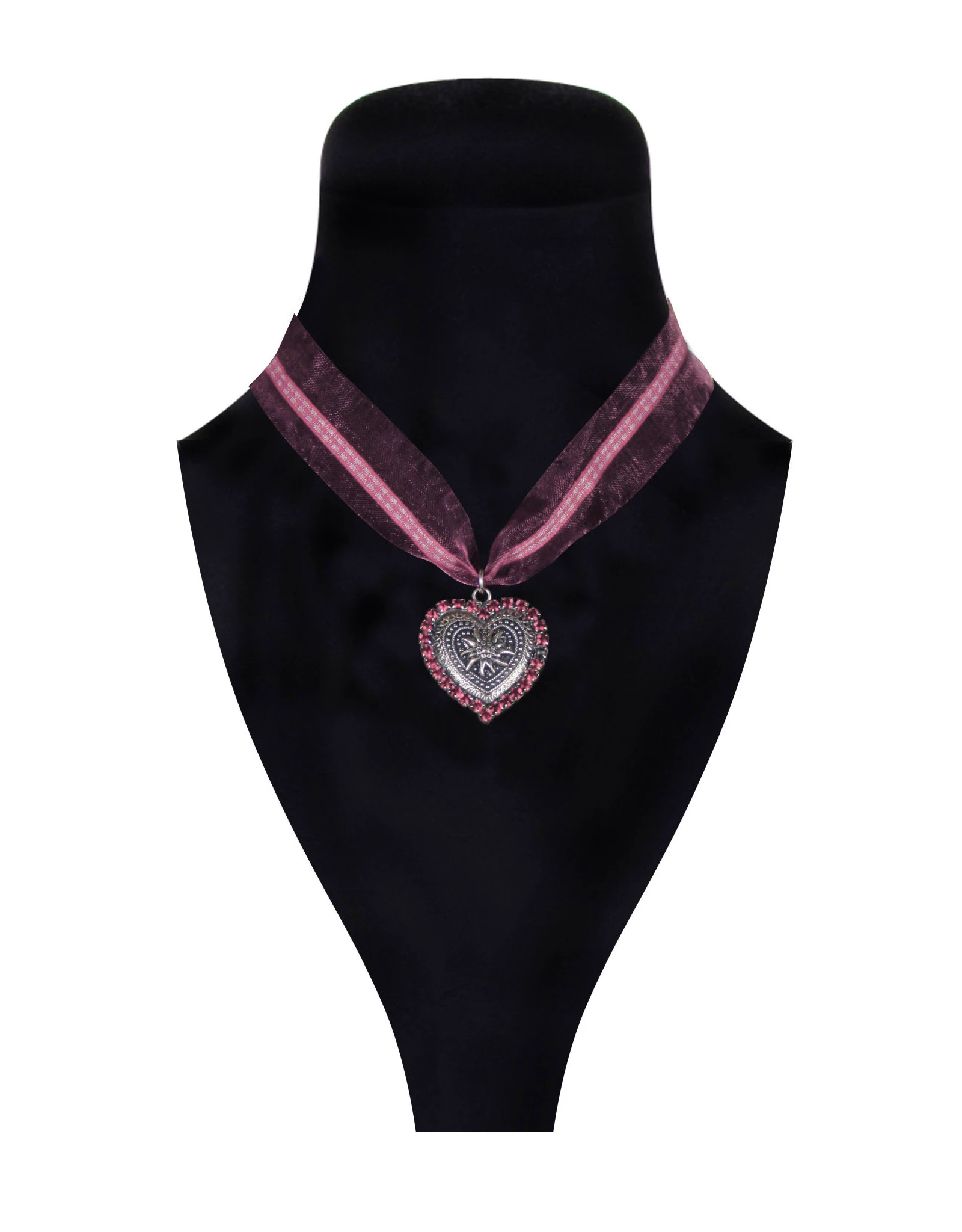 Halsketting Hart Met Strassrand, Roze 1 Halsketting Hart Met Strassrand, Roze