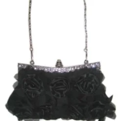 Handtas Zwart + Ruches + Korte En Lange Ketting