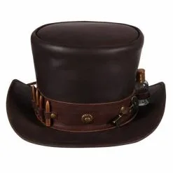 Hoge Hoed Leer "Steampunk" , Bruin