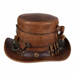 Hoge Hoed Leer "Steampunk Deluxe" , Bruin