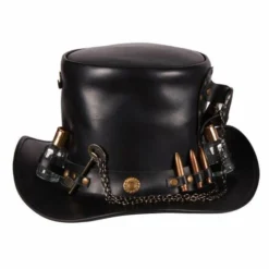 Hoge Hoed Leer "Steampunk Deluxe" , Zwart