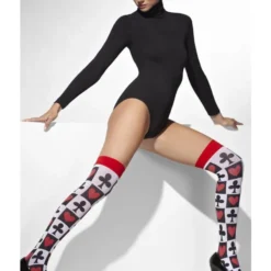 Hold-Up Kousen Met Speelkaarten Patroon -Schmink Specialist hold up kousen met speelkaarten patroon 2