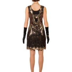 Jaren 20 Jurk Met Pailletten, Zwart-Goud -Schmink Specialist jaren 20 jurk met pailletten zwart goud 2