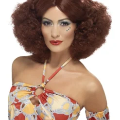 Jaren 70 Afro Pruik, Kastanjebruin