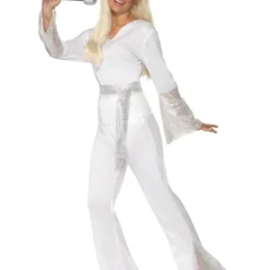 Jaren 70 Disco Dameskostuum, Wit