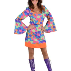 Jaren 70 Jurk Bloem Margriet Multicolor