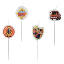Kaarsjes Brandweerman Sam (4 Stuks) -Schmink Specialist kaarsjes brandweerman sam 4 stuks 3