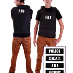 Kogelvrij Vest + 4 Badges (FBI, Security, Police, SWAT) One Size