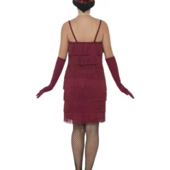 Korte Flapper Charleston Jurk Bordeaux Rood -Schmink Specialist korte flapper charleston jurk bordeaux rood 2