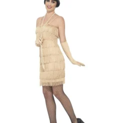 Korte Flapper Charleston Jurk Goud -Schmink Specialist korte flapper charleston jurk goud 4