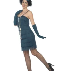 Korte Flapper Charleston Jurk Groen -Schmink Specialist korte flapper charleston jurk groen 3
