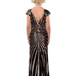 Lange Charleston Jurk Met Pailletten, Goud 5 Lange Charleston Jurk Met Pailletten, Goud -Schmink Specialist lange charleston jurk met pailletten goud 2