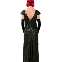 Lange Charleston Jurk Met Pailletten, Groen 5 Lange Charleston Jurk Met Pailletten, Groen -Schmink Specialist lange charleston jurk met pailletten groen 2