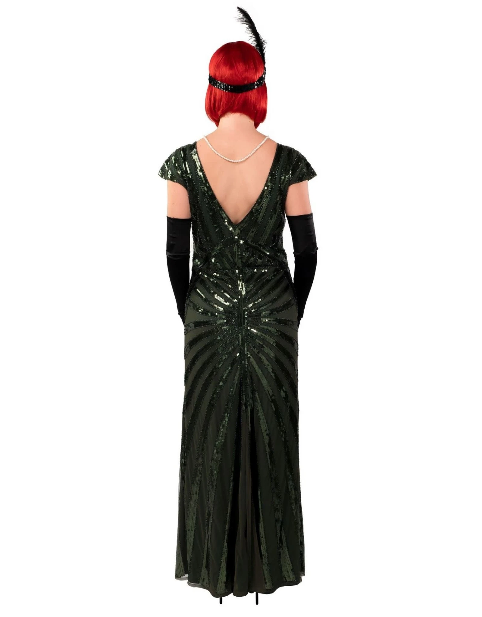 Lange Charleston Jurk Met Pailletten, Groen 3 Lange Charleston Jurk Met Pailletten, Groen - Afbeelding 3