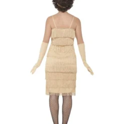 Lange Flapper Charleston Jurk Goud -Schmink Specialist lange flapper charleston jurk goud 2