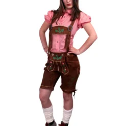 Lederhose Bruin Kort Model Dames -Schmink Specialist lederhose bruin kort model dames 2