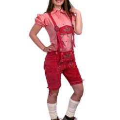 Lederhose Pink Kort Model Dames -Schmink Specialist lederhose pink kort model dames 3