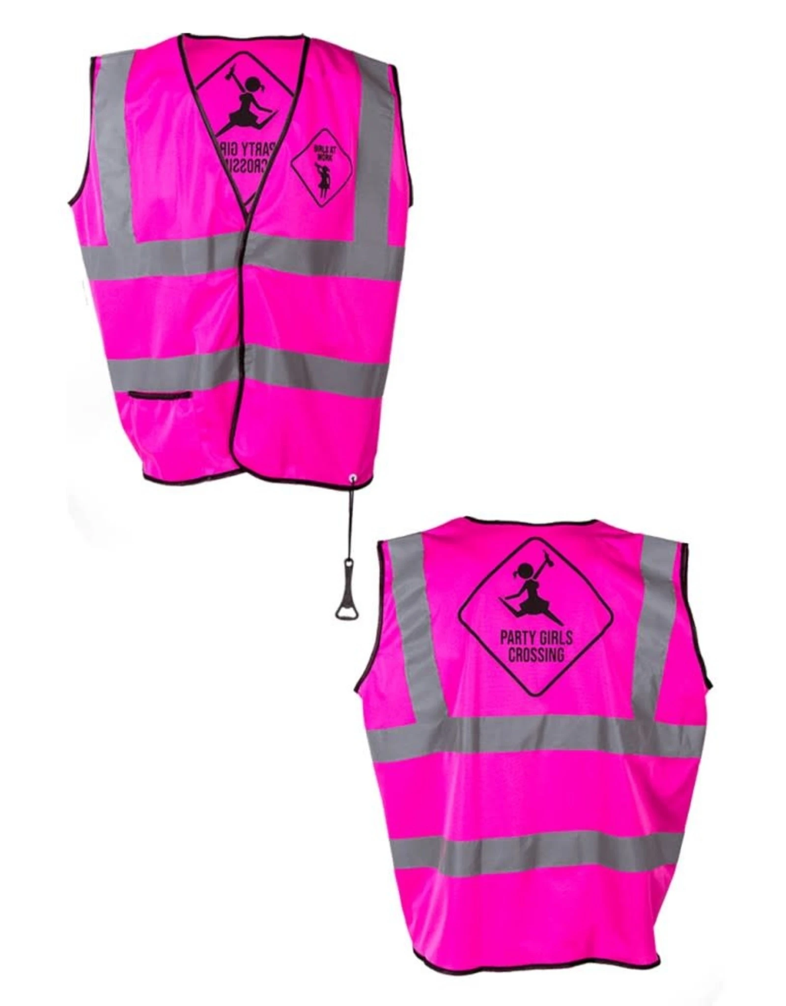 Neon Waarschuwingsvest Met Flessenhouder & Opener 1 Neon Waarschuwingsvest Met Flessenhouder & Opener