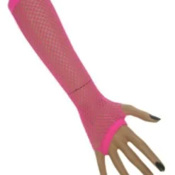 Nethandschoenen Lang Vingerloos Fluor Pink