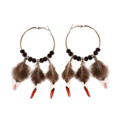 Oorbellen Kralen Met 3 Veertjes