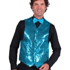 Paillettenvest Heer, Turquoise