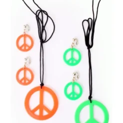 Peace Ketting + Oorbellen Neon Kleuren, Assorti -Schmink Specialist peace ketting oorbellen neon kleuren assorti 2