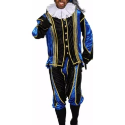 Piet Velours De Panne Met Cape "Bilbao", Blauw-Zwart