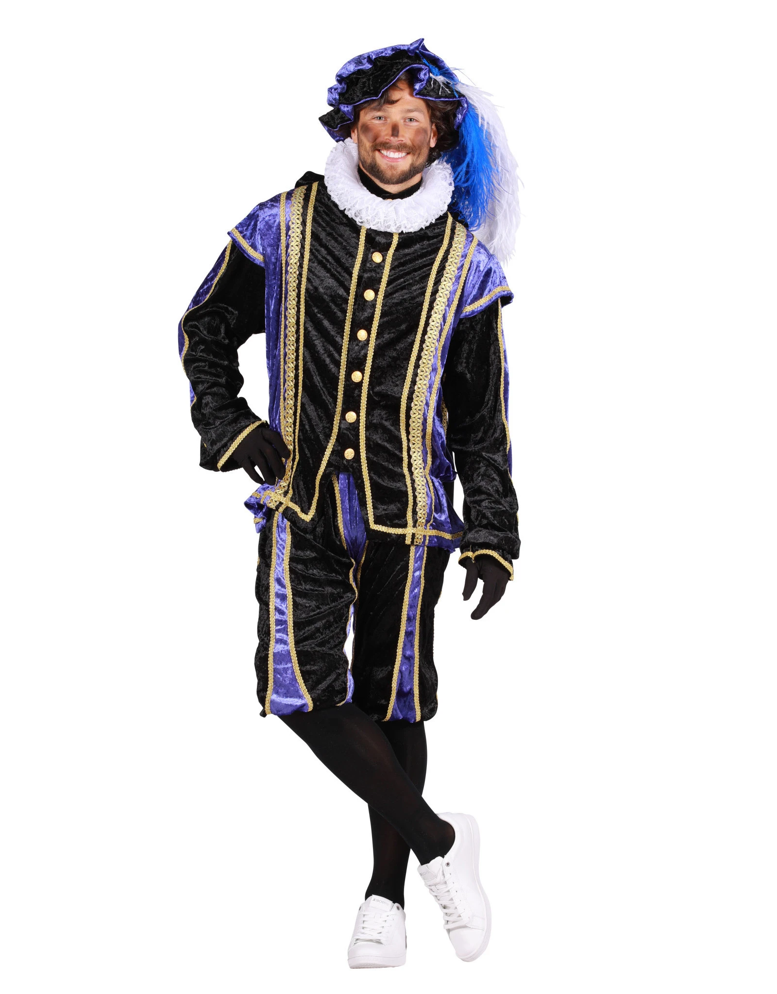 Piet Velours De Panne Met Cape "Bilbao", Paars-Zwart 2 Piet Velours De Panne Met Cape "Bilbao", Paars-Zwart - Afbeelding 2