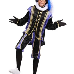 Piet Velours De Panne Met Cape "Bilbao", Paars-Zwart