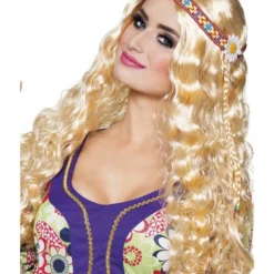 Pruik Hippie Met Hoofdband Blond