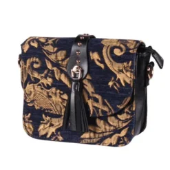 Tasje Deluxe ''Claudia'' Brocaat Goud, Brocaat Blauw/goud, Tasje