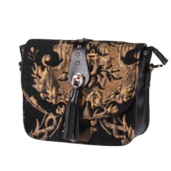 Tasje Deluxe ''Claudia'' Brocaat Goud, Brocaat Zwart/goud, Tasje