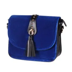 Tasje Deluxe ''Claudia'' Uni, Fluweel Blauw, Tasje