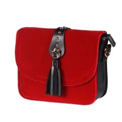 Tasje Deluxe ''Claudia'' Uni, Fluweel Rood, Tasje