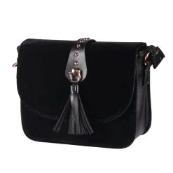 Tasje Deluxe ''Claudia'' Uni, Fluweel Zwart, Tasje